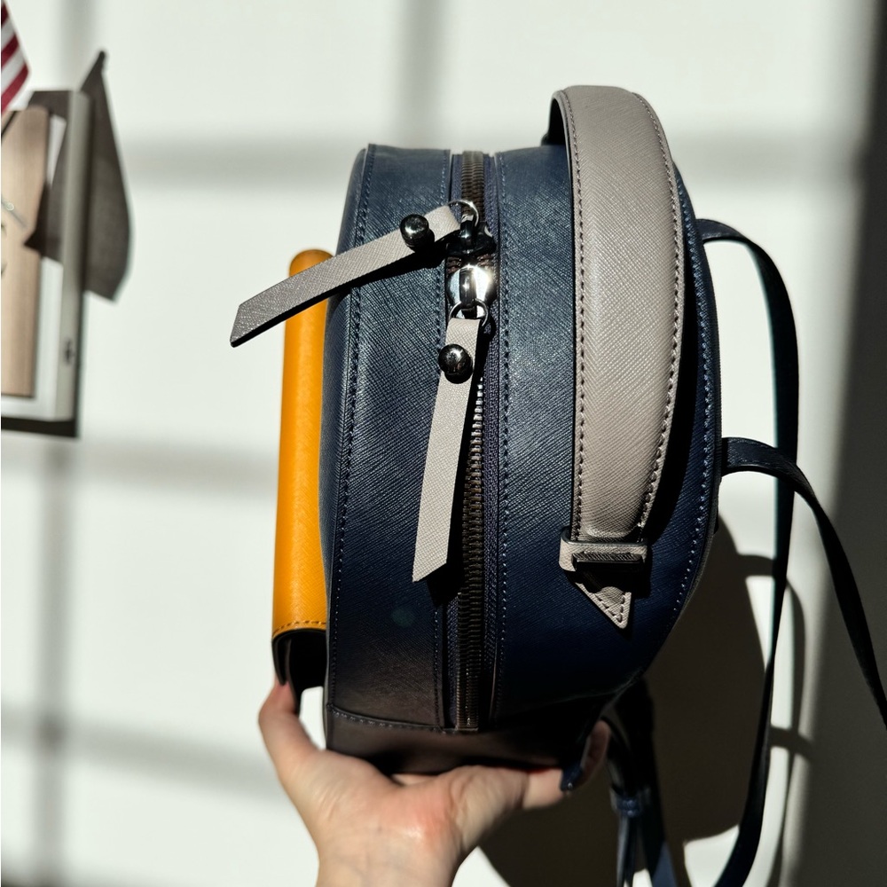 Botkier Navy Backpack with Mustard and Gray Accent Pocket - Picture 5 of 9